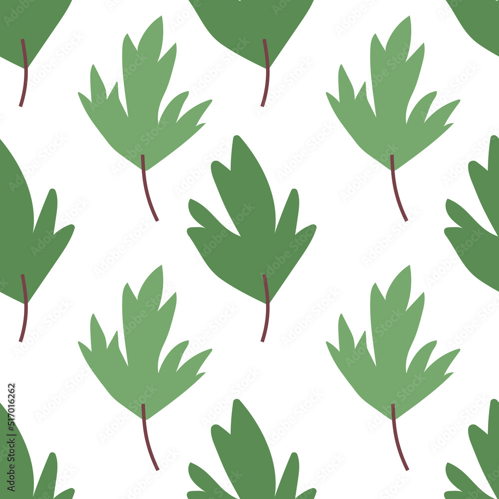 Green leaf seamless pattern vector illustration on white background
