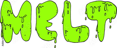 Vector melting font. Melt lettering.