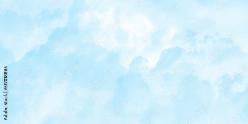 Obraz premium Abstract brush painted cloudy blue sky background with watercolor shades, Cloudy natural winter seasonal morning sky background for wallpaper and design.