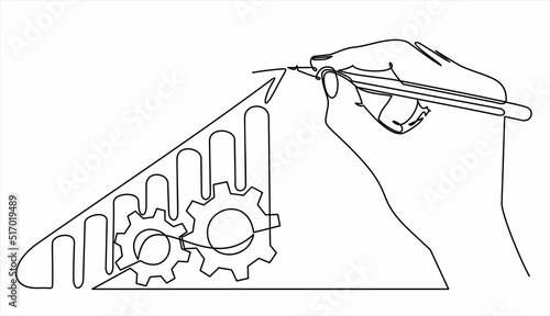 continuous drawing with one line, drawing a graph going up with an arrow
