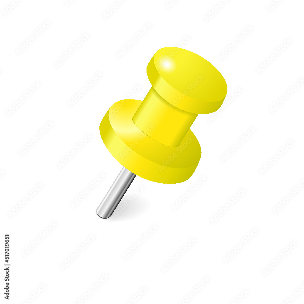 Yellow push pin isolated on a white background Yellow push pin isolated on a white background