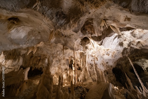 Low-angle shot of the karst from the beautiful Frasassi Caves in Italy photo