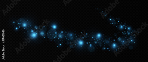 Glitter wave dust with glowing particles Shiny dust twinkle in transparent background. Sparkle trail with light effect
