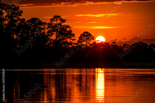 Sunset reflected in marshes near Charleston, SC. photo