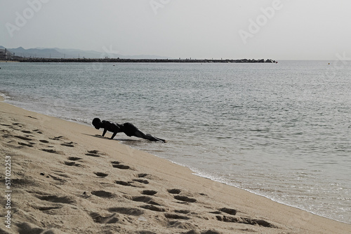 Photography Professional football player aqua training in the sea