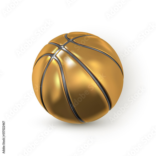 3d realistic golden basket ball. Gold basketball ball. Vector illustration