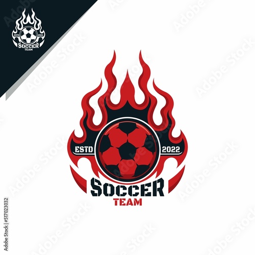 football illustration with red fire for emblem logo or icon