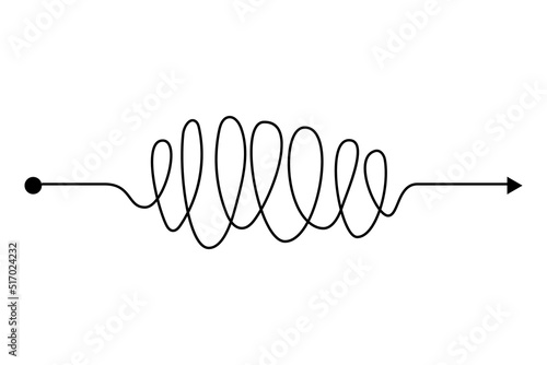 Arrow chaos mindset mess. Doodle knot line concept with freehand scrawl sketch. Vector hand drawn difficult thought process. Tangle path
