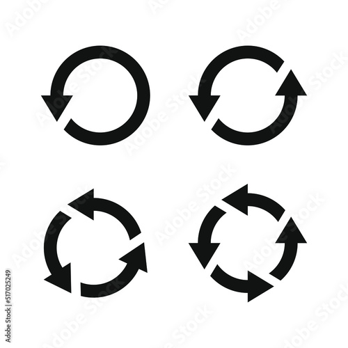 Set of circular arrows. Update, refresh, upgrade, rotate icon flat style isolated on white background. Vector illustration