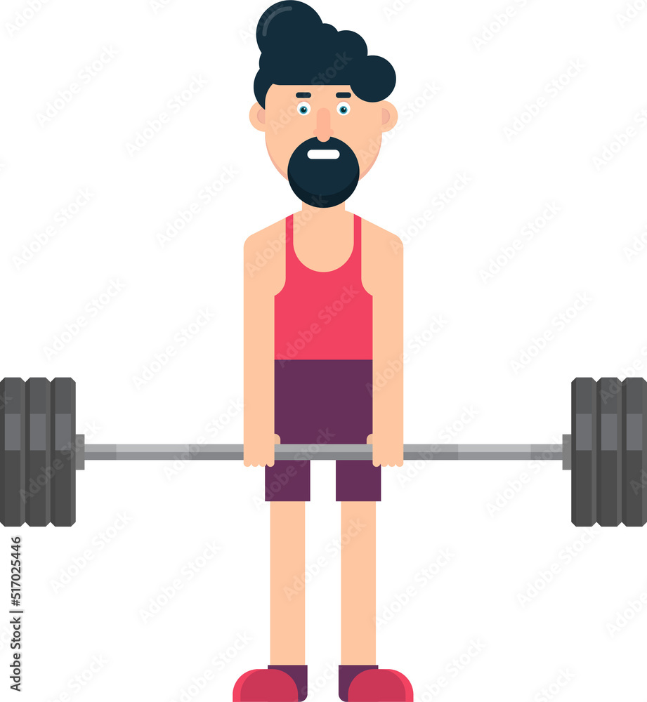 Man character training at the gym vector illustration