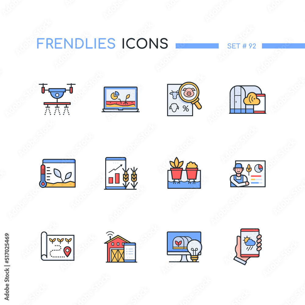 Smart farm - modern line design style icons set Smart farm - modern line design style icons set