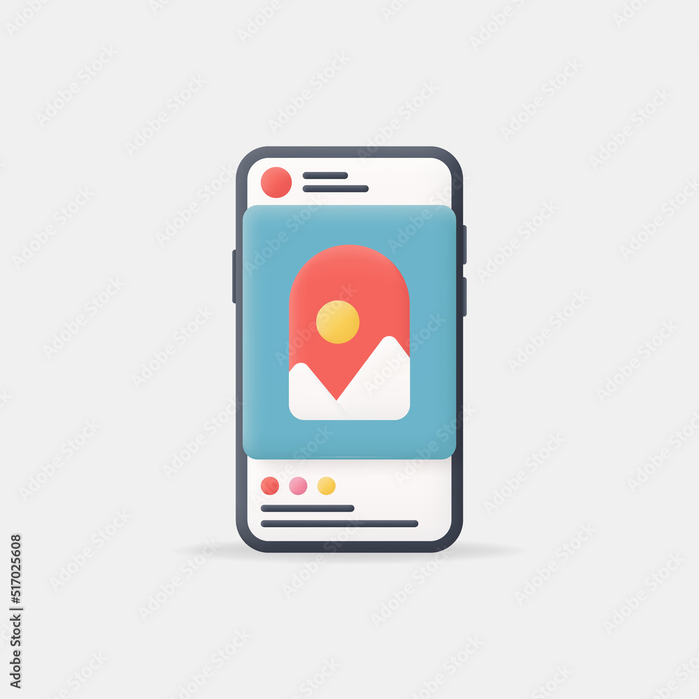 Smartphone with social media post. 3d vector Illustration. Smartphone with social media post. 3d vector Illustration.