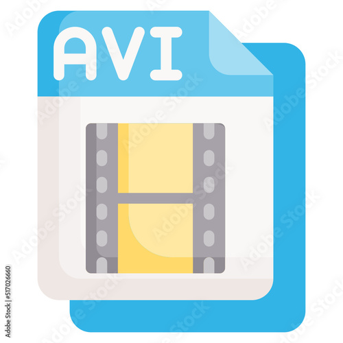 AVI flat icon,linear,outline,graphic,illustration