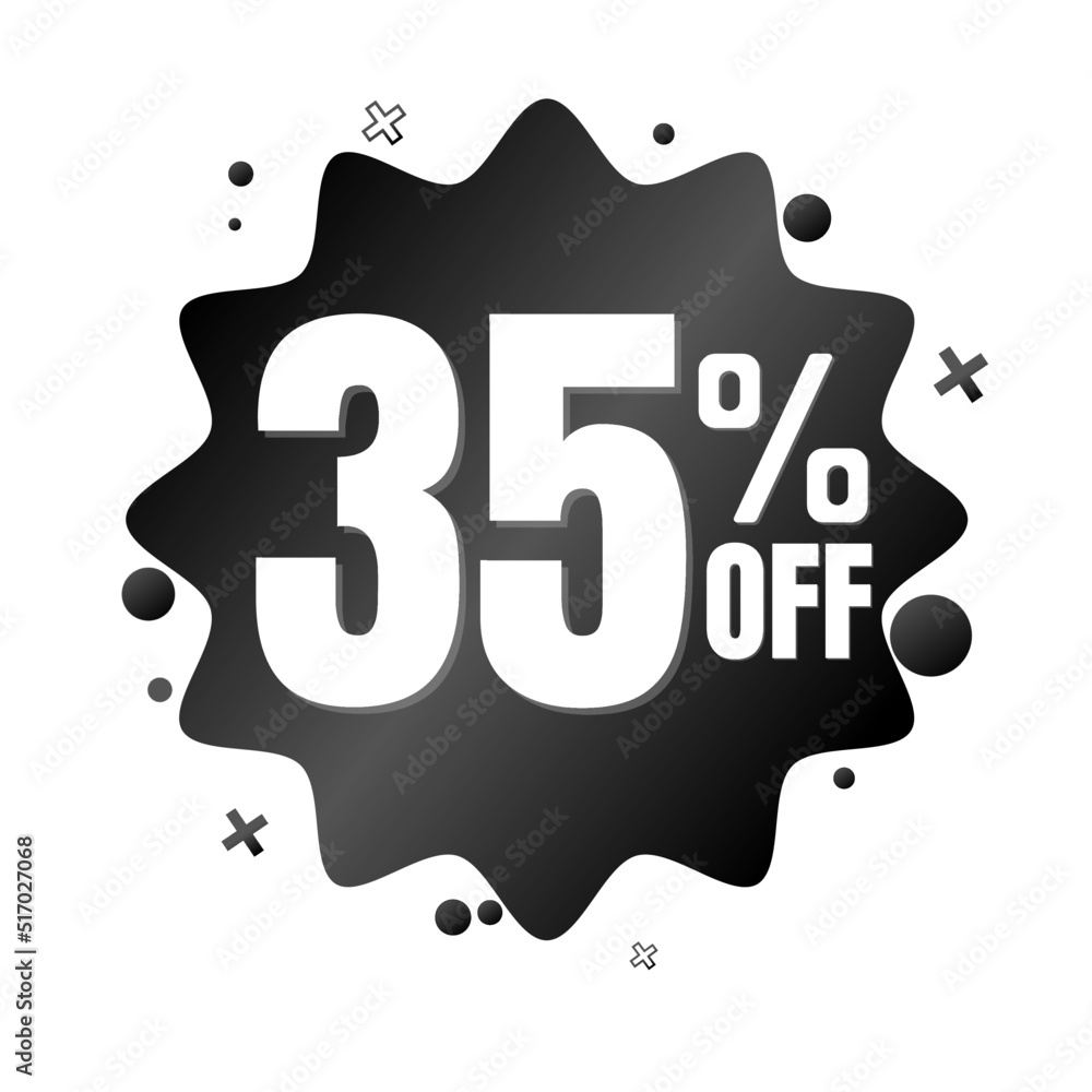 35% off, black online super discount sticker in Vector illustration, with various abstract details, Thirty-five 35% off, black online super discount sticker in Vector illustration, with various abstract details, Thirty-five