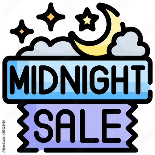 MIDNIGHT SALE filled outline icon,linear,outline,graphic,illustration