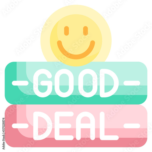 GOOD DEAL flat icon,linear,outline,graphic,illustration