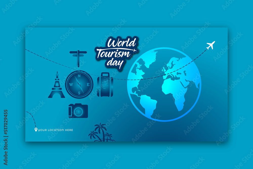 World tourism day good for world tourism day celebrations flat design. social media post template design on flat illustration. set of web banners. web banner ads for travel promotional posts
