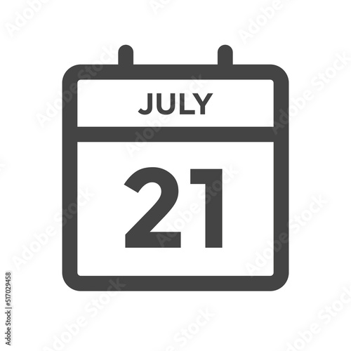 July 21 Calendar Day or Calender Date for Deadlines or Appointment