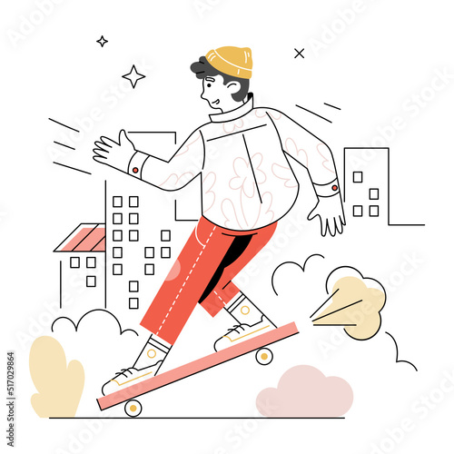 man riding a skateboard in the city