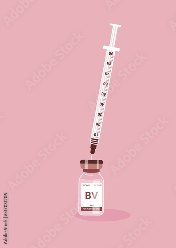 Cosmetology illustration with syringe and bottle for social media posts, posters, and templates.