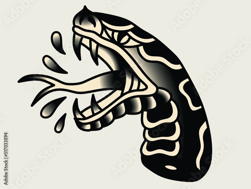 Vector Old School Style Tattoo Snake Design