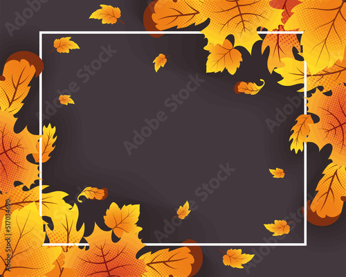 autumn season leafs square frame