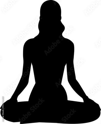  silhouettes girl in a lotus pose.