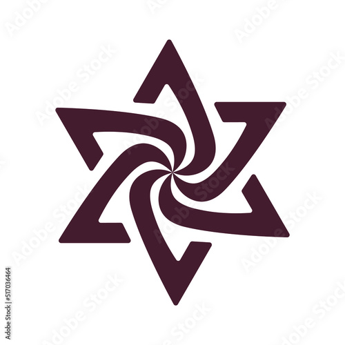 Celtic decorative element. Star of  David logo or tattoo. Symmetry  ornament. Vector illustration