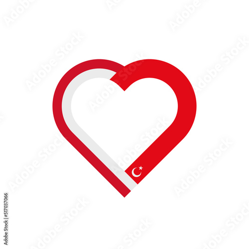 unity concept. heart ribbon icon of indonesia and turkey flags. vector illustration isolated on white background