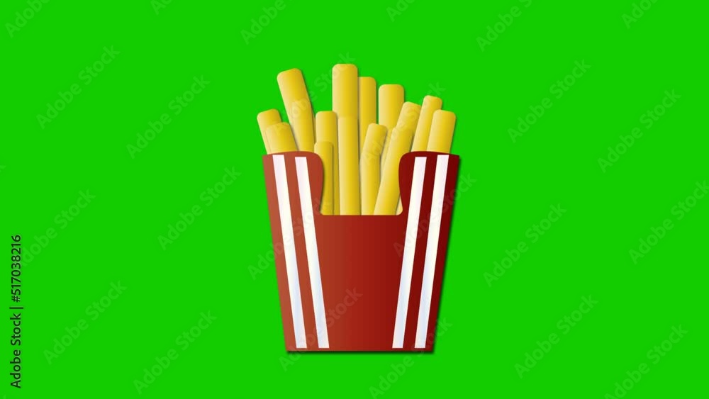 French Fries animation on a green background. Animated Food Icons. French Fries with alpha channel., Key color, chroma-key, alpha channel. 4K video French Fries animation on a green background. Animated Food Icons. French Fries with alpha channel., Key color, chroma-key, alpha channel. 4K video