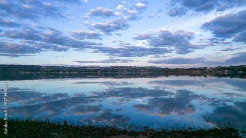 Lagoa Santa  Belo Horizonte  Brazil. Beautiful lagoon in a tourist town in Minas Gerais. Aerial photo with clouds reflecting in the calm lagoon