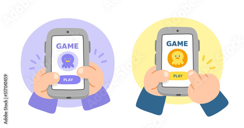 cute hands using smartphone for playing game