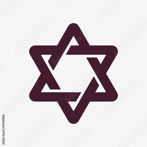 Star of David logo. Jewish religion sign. Symmetric decorative design element. Vector illustration