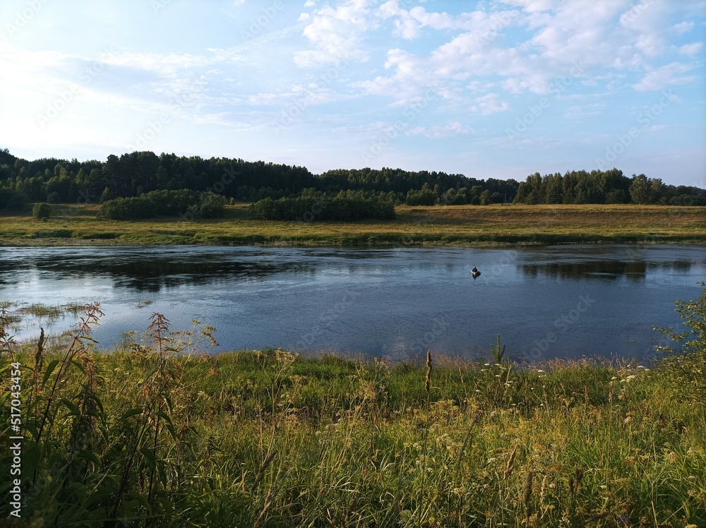 summer river in the countryside in the evening summer river in the countryside in the evening