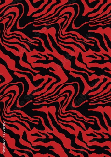 Zebra vector print seamless stripes on red background  trendy design.