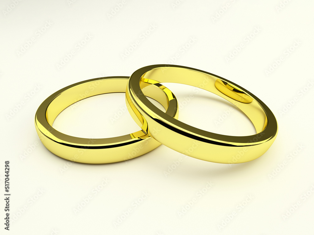 Wedding rings are a symbol of union and mutual support between man and woman in marriage - 3D illustration Wedding rings are a symbol of union and mutual support between man and woman in marriage - 3D illustration
