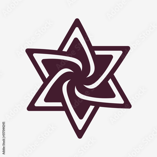 Star of David sign. Jewish religion symbol. Symmetric decorative design element. Vector illustration