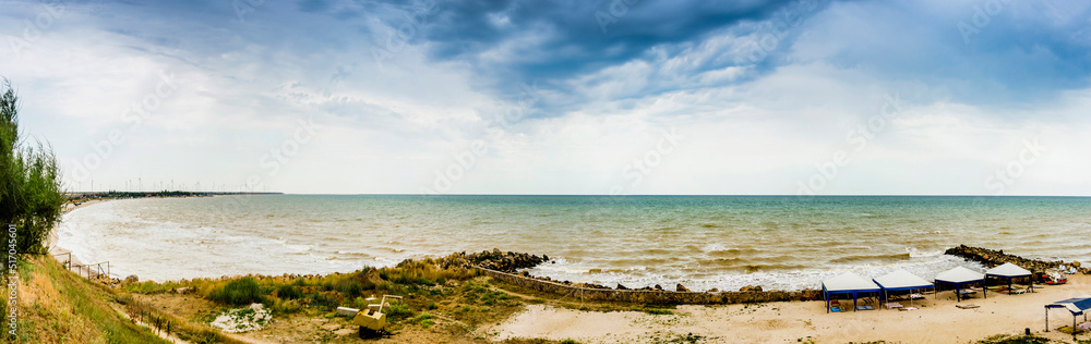 sea landscape at the stormy weather, Azov sea, Ukraine