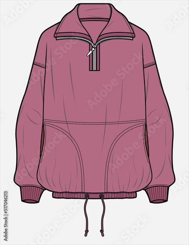 SWEAT TOP WITH HALF ZIPPER DETAIL FOR UNISEX