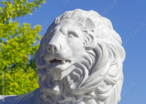 Sculpture of a lion from marble