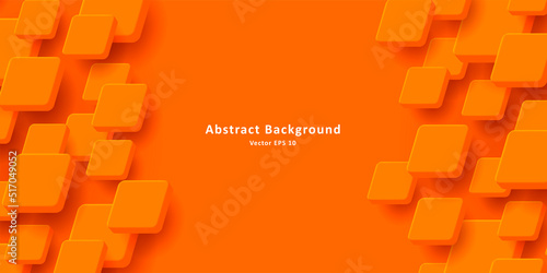 Abstract orange background with cubes overlaying and creating texture. Vector illustration