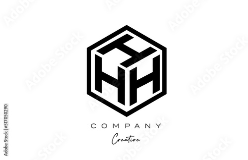 three letter cube H alphabet letter logo icon design with polygon design. Creative template for company and business