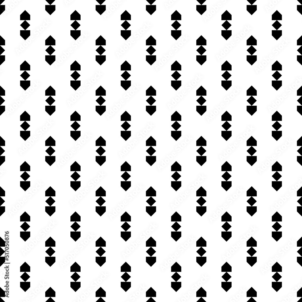 Repeated black figures on white background. Ethnic wallpaper. Seamless surface pattern design with arrows ornament. Rhombuses and pentagons motif. Digital paper for textile print, web designing.
