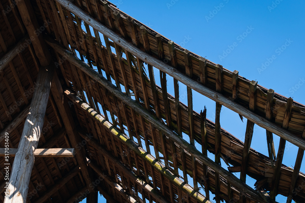 A fragment of the roof of an old barn A fragment of the roof of an old barn