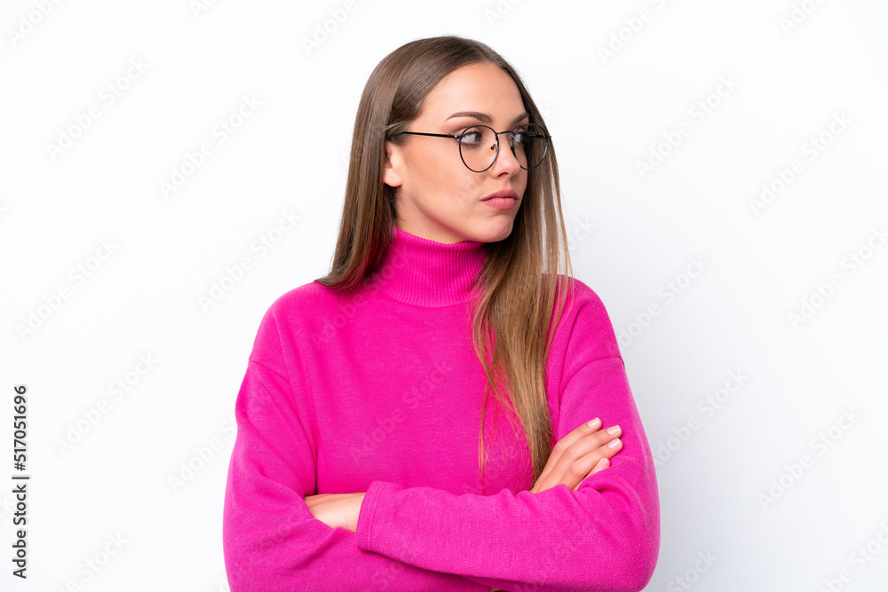 Young caucasian woman isolated on white background keeping the arms crossed Young caucasian woman isolated on white background keeping the arms crossed