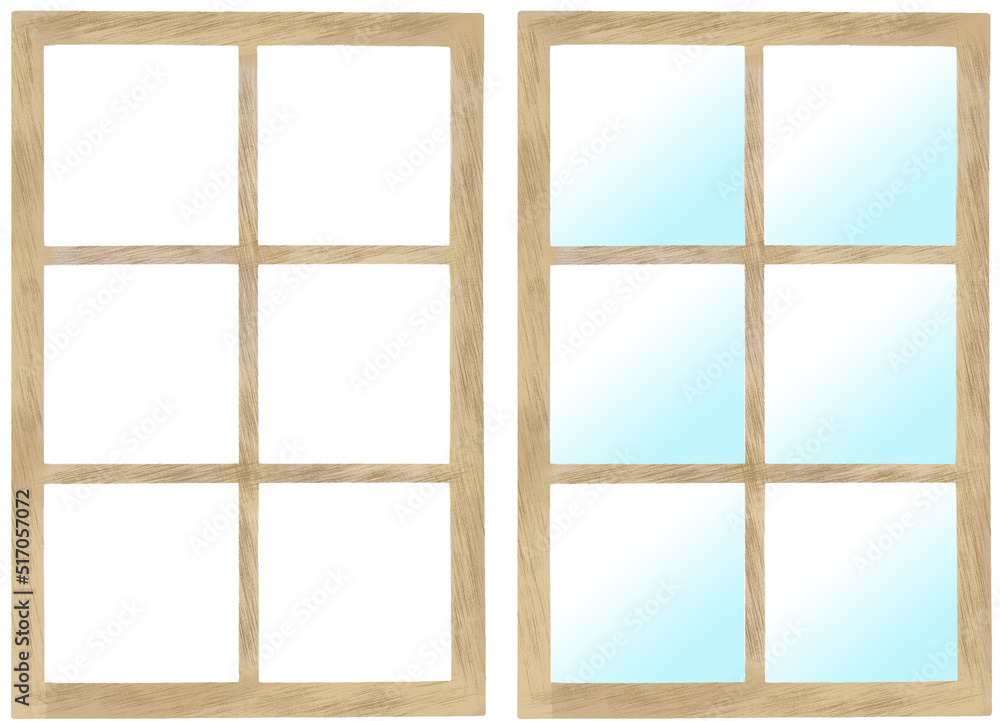 Set of Windows with and Withoug Glass Panes