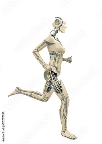 cyborg girl doing is running