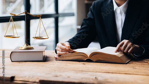 Cuadro en lienzo Lawyers read legal books defend their clients' cases, the lawyer concept assumes that the defendant defends the client in order to win the case or gain the greatest benefit in accordance with the law