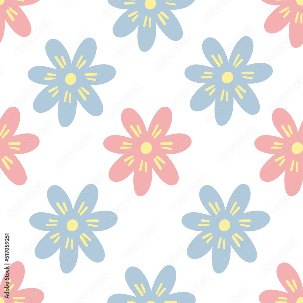 Vector cute nature seamless pattern with flowers in pastel colors. Print for textile, nursery, wrapping paper, wallpaper Vector cute nature seamless pattern with flowers in pastel colors. Print for textile, nursery, wrapping paper, wallpaper