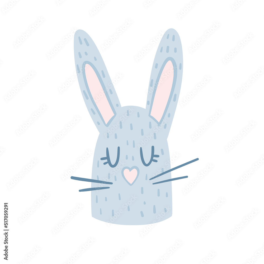 Cute vector blue rabbit. Clipart for nursery decor, print for clothes, sticker. Cartoon bunny animal illustration isolated on a white background. Cute vector blue rabbit. Clipart for nursery decor, print for clothes, sticker. Cartoon bunny animal illustration isolated on a white background.